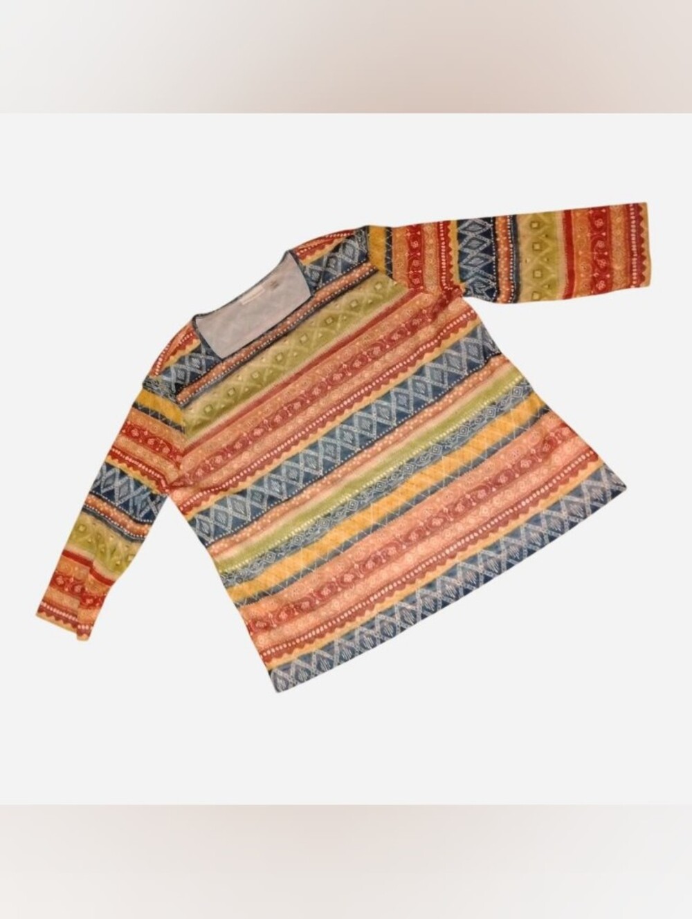 Alfred Dunner Women’s Plus Size 1X Geometric Stripe Long Sleeve Knit Top